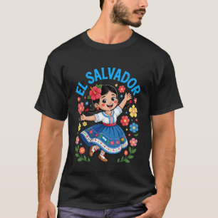 El Salvador Folk Art Girl Traditional Dress Design T-Shirt