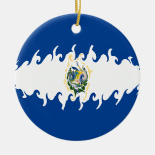 El Salvador Gnarly Flag Ceramic Ornament