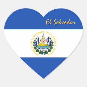 El Salvador Heart Sticker, Patriotic Salvador Flag Sticker