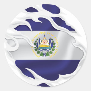 El Salvador Ripped Flag Classic Round Sticker