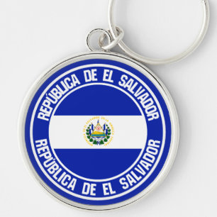 El Salvador Round Emblem Keychain