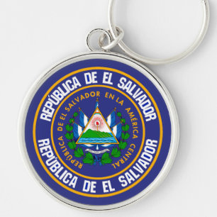 El Salvador Round Emblem Keychain