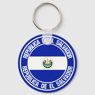 El Salvador Round Emblem Keychain