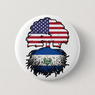 El Salvador Salvadoran American USA Tree Roots 2 Inch Round Button
