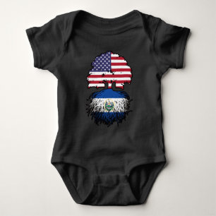 El Salvador Salvadoran American USA Tree Roots Baby Bodysuit