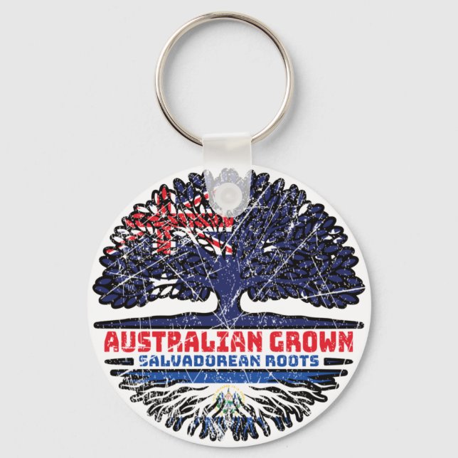 El Salvador Salvadorean Australian Australia Flag Keychain (Front)