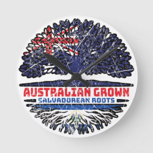 El Salvador Salvadorean Australian Australia Flag Round Clock