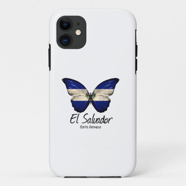 El Salvador, Salvadorian Flag, Butterfly wrapped, Case-Mate iPhone Case (Back)