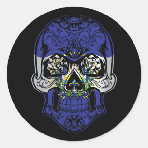 El Salvador  Skull And Roses Flag Classic Round Sticker