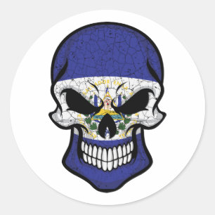 El Salvador Smiling Skull Flag Classic Round Sticker