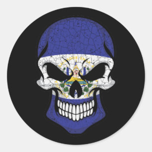 El Salvador Smiling Skull Flag Classic Round Sticker