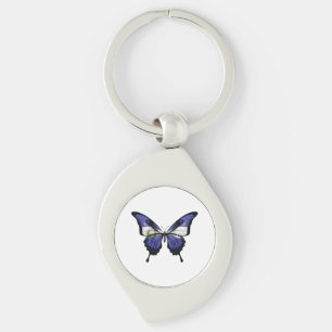 El Salvador Swallowtail Butterfly Flag Sticker Keychain