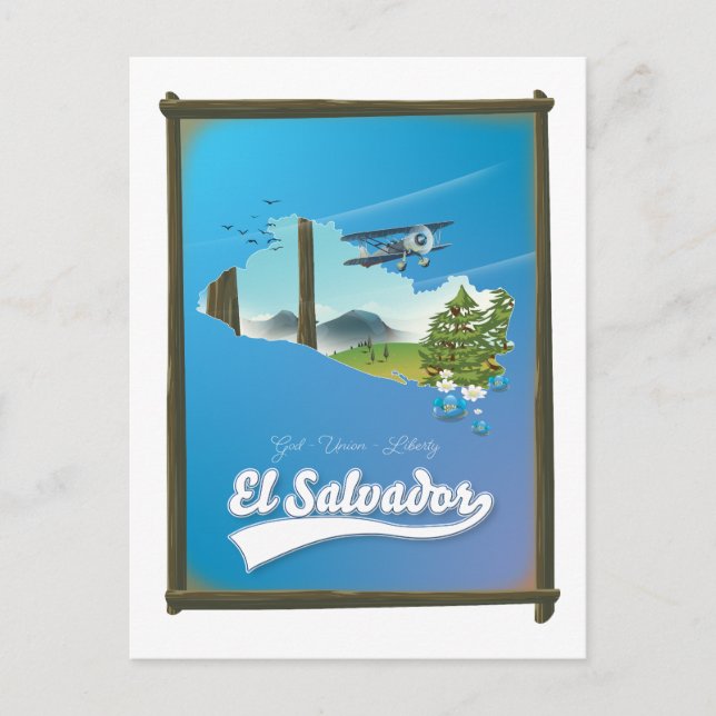 El Salvador Travel map Holiday Postcard (Front)