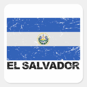 El Salvador Vintage Flag Square Sticker