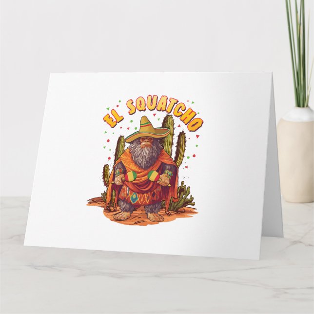 El Squatcho Bigfoot with Maraca, Sombrero and Ponc Card (Front)