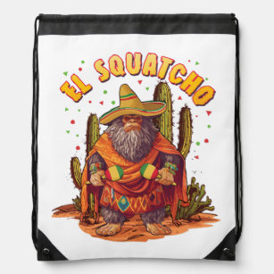 El Squatcho Bigfoot with Maraca, Sombrero and Ponc Drawstring Bag