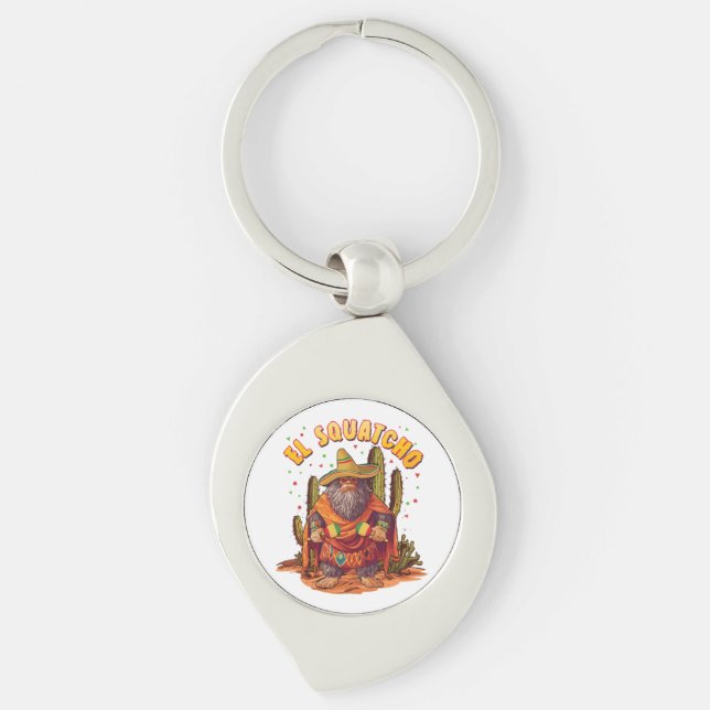El Squatcho Bigfoot with Maraca, Sombrero and Ponc Keychain (Front)