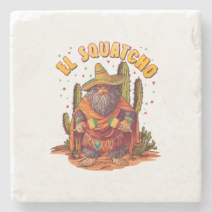 El Squatcho Bigfoot with Maraca, Sombrero and Ponc Stone Coaster