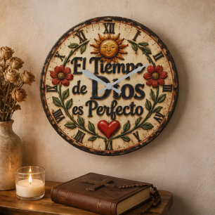 El Tiempo de Dios es Perfecto Spanish Christian Large Clock