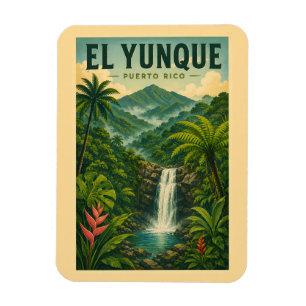 El Yunque National Forest Puerto Rico Illustration Magnet