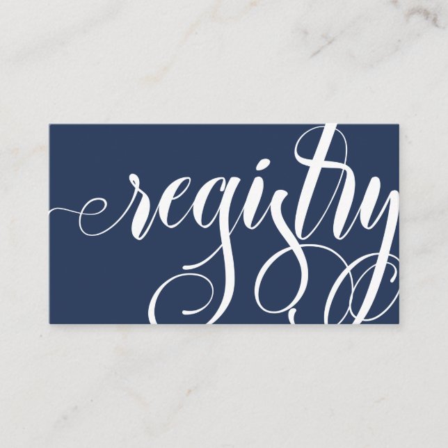 Elaborate Bold Registry Over Editable Navy Blue Enclosure Card (Front)