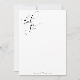 Elaborate Calligraphy Simple Black & White Thank You Card