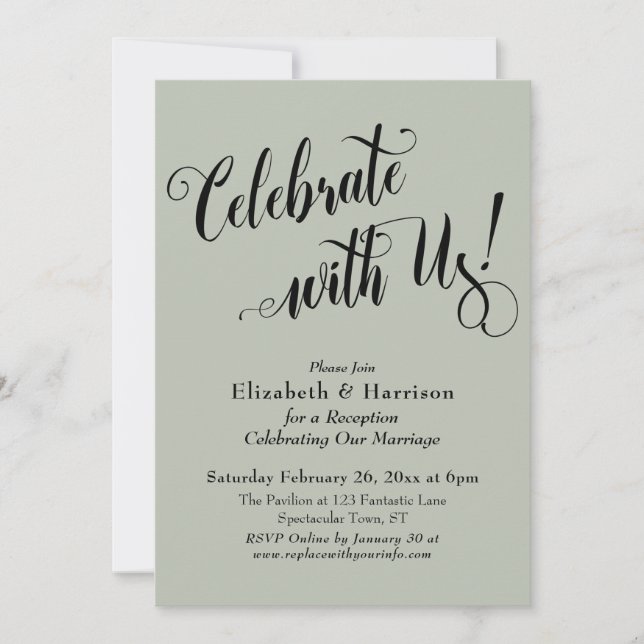 Elaborate Celebrate with Us! Simple Sage Green Invitation (Front)