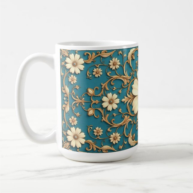 Elaborate Floral Vintage  Coffee Mug (Left)