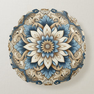 Elaborate Floral Vintage Design Round Pillow