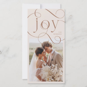 Elaborate, flourished Joy photo Christmas greeting Holiday Card
