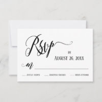 Elaborate Flourishes RSVP Black and White Card