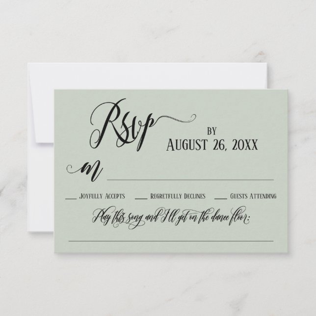 Elaborate Flourishes Script Song Request RSVP Card (Front)