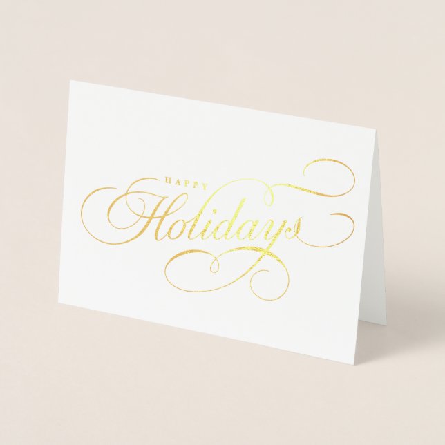 Elaborate foiled Happy Holidays script and serif Foil Card (Front)