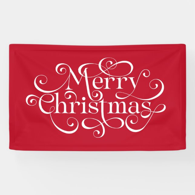 Elaborate Merry Christmas with curls design Banner (Horizontal)