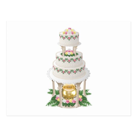 Elaborate Wedding Cake with Fountain Postcard