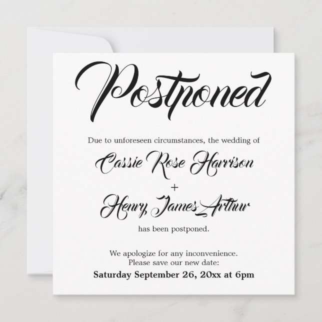 Elaborer le Faire-part blanc Mariage reporté (Devant)