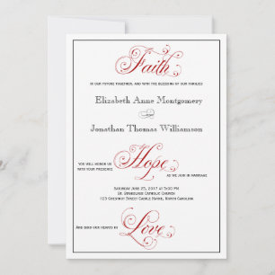 Elaborer Red Faith Hope Love Faire-part de mariage