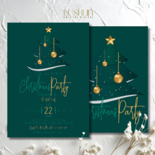 Elagant Emerald Christmas Tree Party Invitation