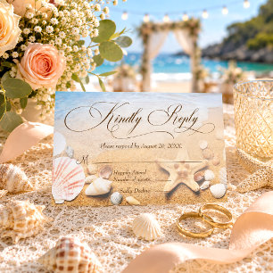 Elagant Starfish Tropical Beach Wedding RSVP Card