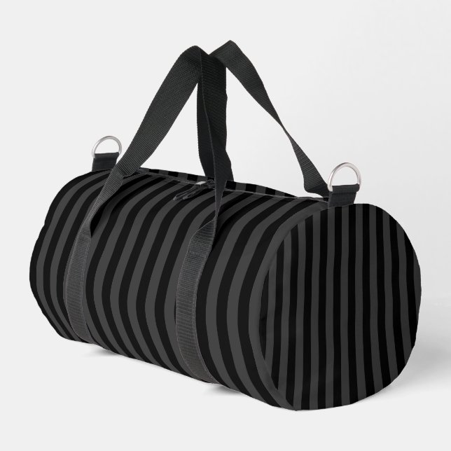 Elagnat Black & Smoky Black Vertical Stripes  Duffle Bag (Left Corner)