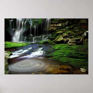 Elakala Waterfalls Swirling Pool Mossy Rocks Poster