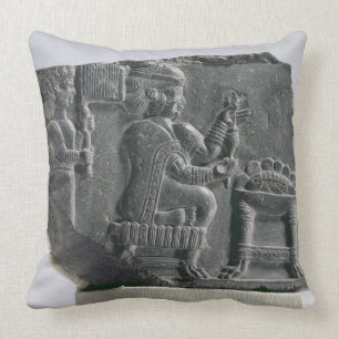 Elamite woman spinning, Neo-Elamite Period, c.700- Throw Pillow