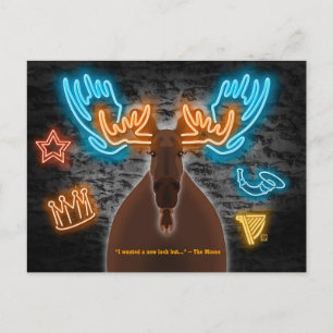 Élan néon sur une carte postale de bar