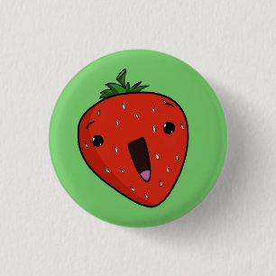 Elated Strawberry 1 Inch Round Button