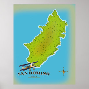 Elba Italy map travel poster