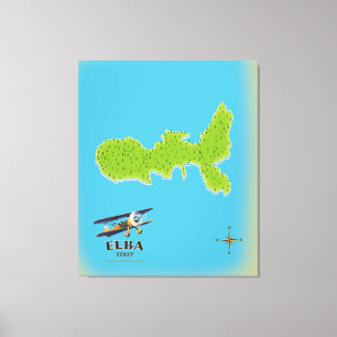 Elba Italy map travel poster Canvas Print