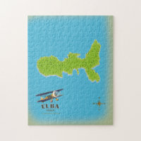 Elba Italy map travel poster