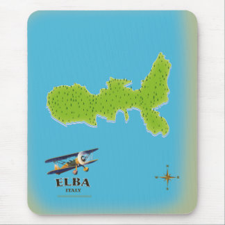 Elba Italy map travel poster Mouse Pad