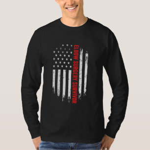 Elbow Arm Surgery Survivor American Flag Recovery T-Shirt