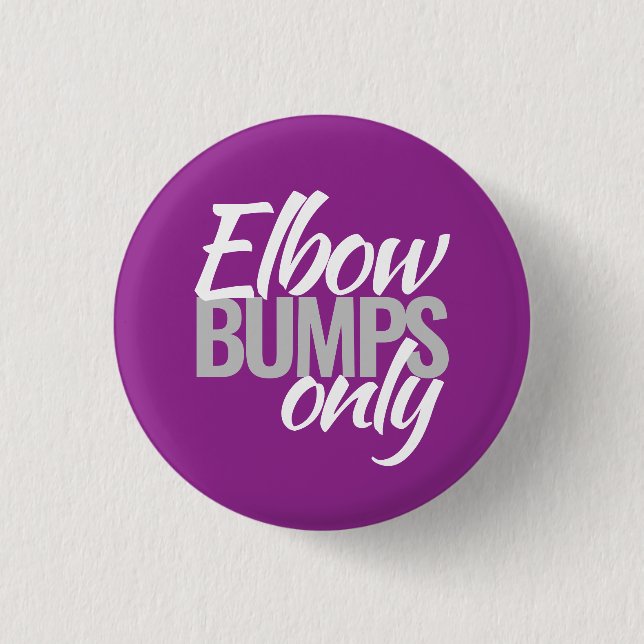 Elbow bumps only stop the handshaking hands 1 inch round button (Front)